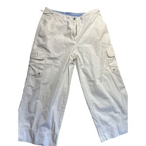 Ralph Lauren white wide leg cropped pants chinos‎ pockets draw cord sz. 6 AS IS